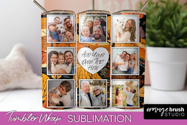 Autumn Photo Frame Tumbler Wrap - Fall Tumbler Sublimation Sublimation OrangeBrushStudio 