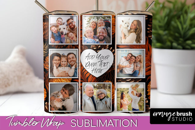 Autumn Photo Frame Tumbler Wrap - Fall Tumbler Sublimation Sublimation OrangeBrushStudio 
