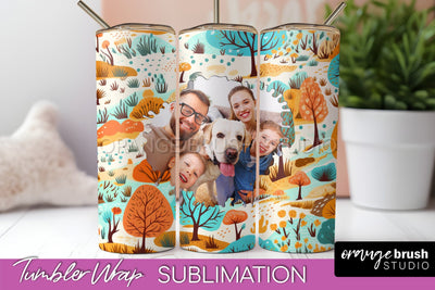 Autumn Photo Frame Tumbler Wrap - Fall Tumbler Sublimation Sublimation OrangeBrushStudio 