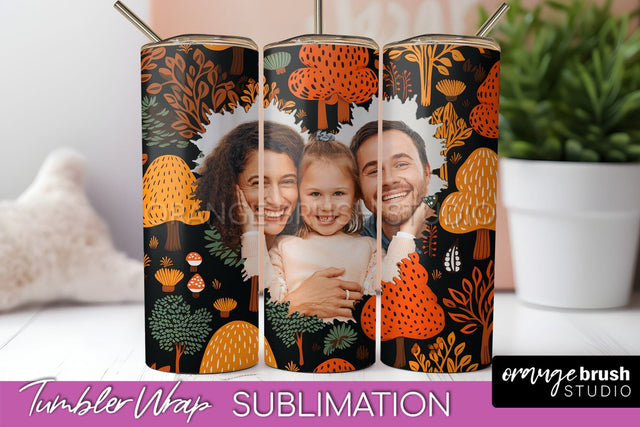 Autumn Photo Frame Tumbler Wrap - Fall Tumbler Sublimation Sublimation OrangeBrushStudio 