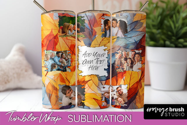 Autumn Photo Frame Tumbler Wrap - Fall Tumbler Sublimation Sublimation OrangeBrushStudio 