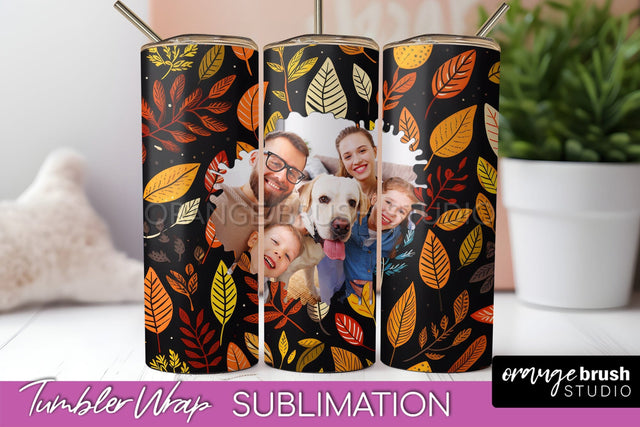 Autumn Photo Frame Tumbler Wrap - Fall Tumbler Sublimation Sublimation OrangeBrushStudio 