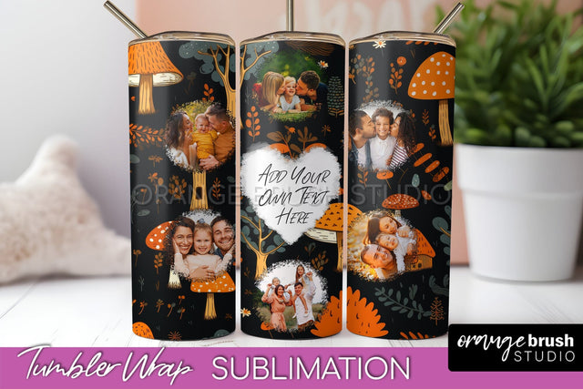 Autumn Photo Frame Tumbler Wrap - Fall Tumbler Sublimation Sublimation OrangeBrushStudio 
