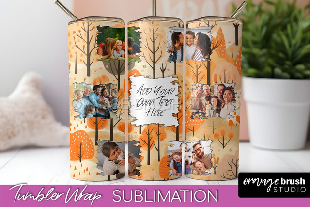 Autumn Photo Frame Tumbler Wrap - Fall Tumbler Sublimation Sublimation OrangeBrushStudio 