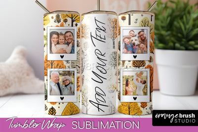 Autumn Photo Frame Tumbler Wrap - Fall Tumbler Sublimation Sublimation OrangeBrushStudio 