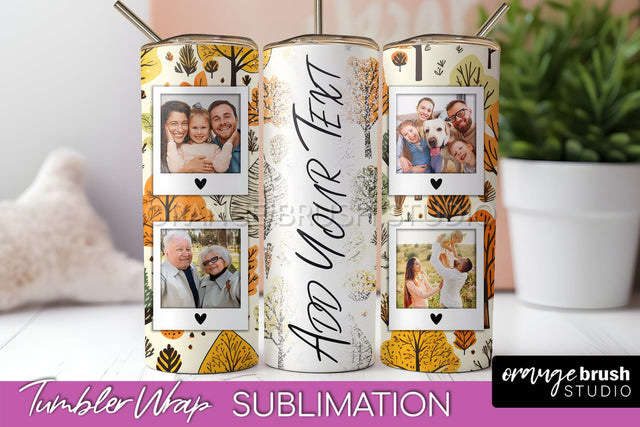 Autumn Photo Frame Tumbler Wrap - Fall Tumbler Sublimation Sublimation OrangeBrushStudio 