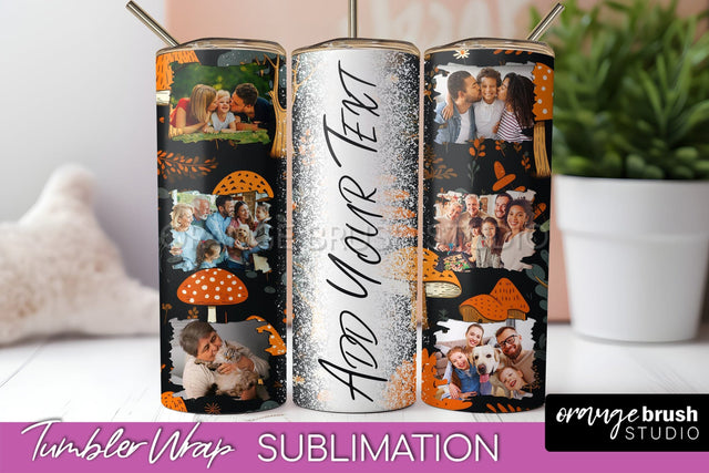 Autumn Photo Frame Tumbler Wrap - Fall Tumbler Sublimation Sublimation OrangeBrushStudio 