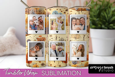 Autumn Photo Frame Tumbler Wrap - Fall Tumbler Sublimation Sublimation OrangeBrushStudio 