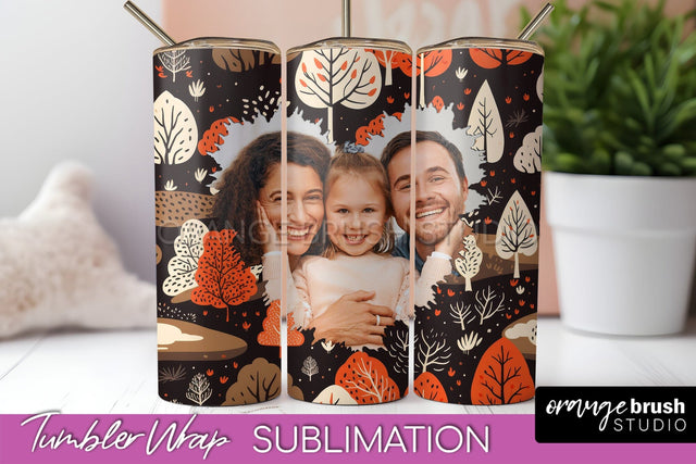 Autumn Photo Frame Tumbler Wrap - Fall Tumbler Sublimation Sublimation OrangeBrushStudio 