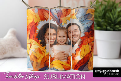 Autumn Photo Frame Tumbler Wrap - Fall Tumbler Sublimation Sublimation OrangeBrushStudio 