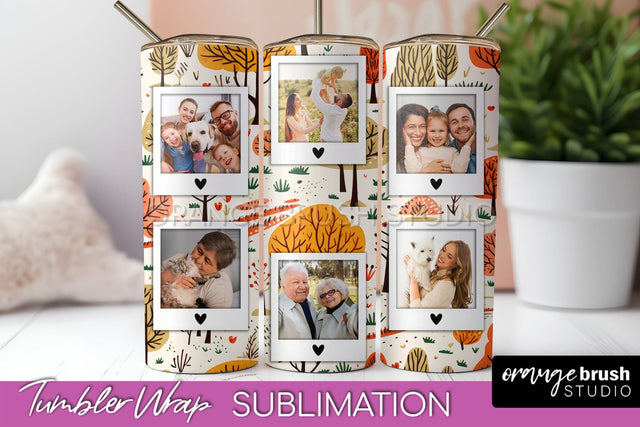 Autumn Photo Frame Tumbler Wrap - Fall Tumbler Sublimation Sublimation OrangeBrushStudio 