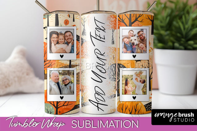 Autumn Photo Frame Tumbler Wrap - Fall Tumbler Sublimation Sublimation OrangeBrushStudio 