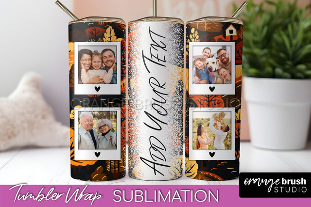 Autumn Photo Frame Tumbler Wrap - Fall Tumbler Sublimation Sublimation OrangeBrushStudio 
