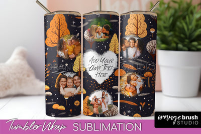 Autumn Photo Frame Tumbler Wrap - Fall Tumbler Sublimation Sublimation OrangeBrushStudio 