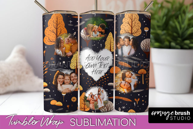 Autumn Photo Frame Tumbler Wrap - Fall Tumbler Sublimation Sublimation OrangeBrushStudio 