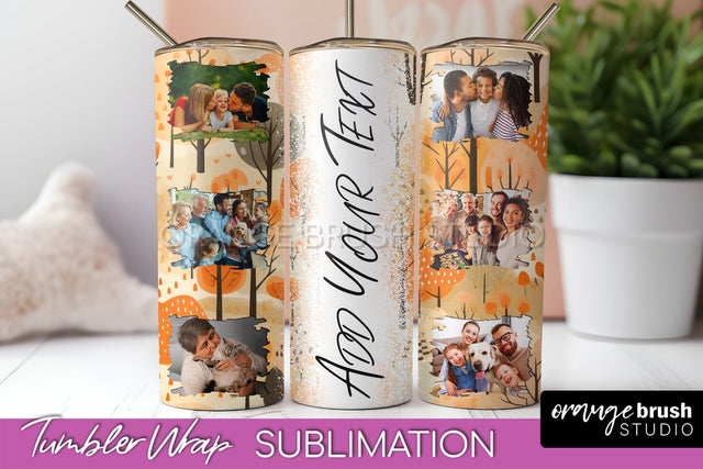 Autumn Photo Frame Tumbler Wrap - Fall Tumbler Sublimation Sublimation OrangeBrushStudio 