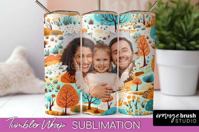 Autumn Photo Frame Tumbler Wrap - Fall Tumbler Sublimation Sublimation OrangeBrushStudio 