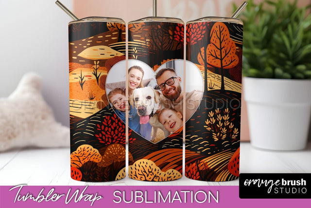 Autumn Photo Frame Tumbler Wrap - Fall Tumbler Sublimation Sublimation OrangeBrushStudio 