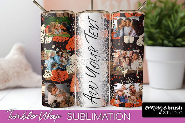 Autumn Photo Frame Tumbler Wrap - Fall Tumbler Sublimation Sublimation OrangeBrushStudio 