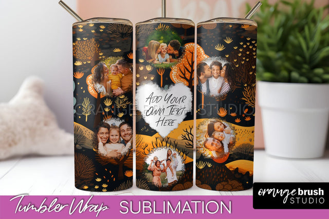 Autumn Photo Frame Tumbler Wrap - Fall Tumbler Sublimation Sublimation OrangeBrushStudio 