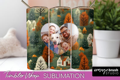 Autumn Photo Frame Tumbler Wrap - Fall Tumbler Sublimation Sublimation OrangeBrushStudio 