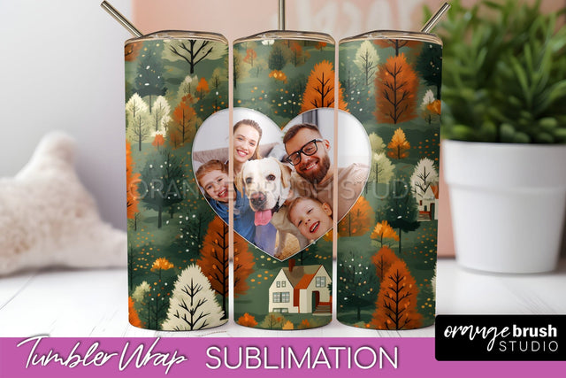 Autumn Photo Frame Tumbler Wrap - Fall Tumbler Sublimation Sublimation OrangeBrushStudio 