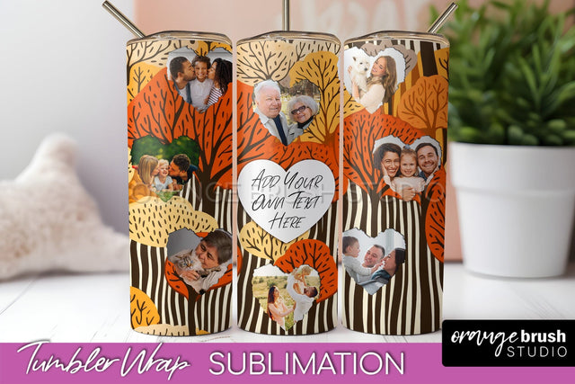 Autumn Photo Frame Tumbler Wrap - Fall Tumbler Sublimation Sublimation OrangeBrushStudio 