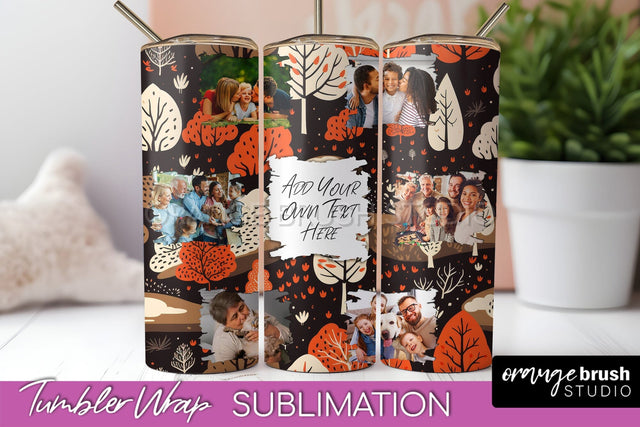 Autumn Photo Frame Tumbler Wrap - Fall Tumbler Sublimation Sublimation OrangeBrushStudio 