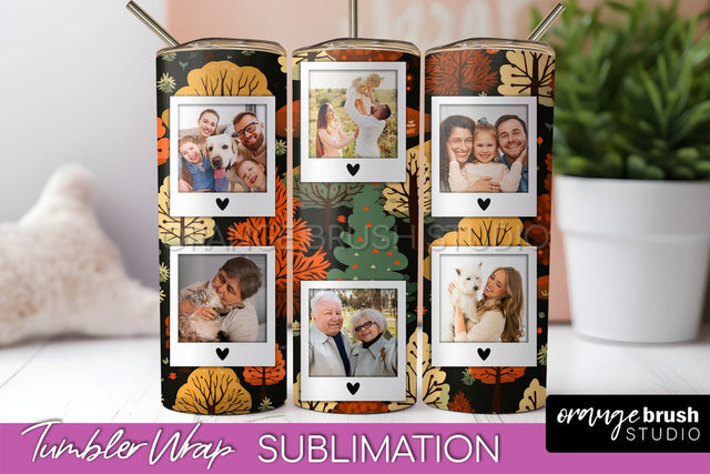 Autumn Photo Frame Tumbler Wrap - Fall Tumbler Sublimation Sublimation OrangeBrushStudio 