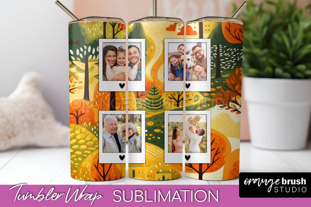Autumn Photo Frame Tumbler Wrap - Fall Tumbler Sublimation Sublimation OrangeBrushStudio 