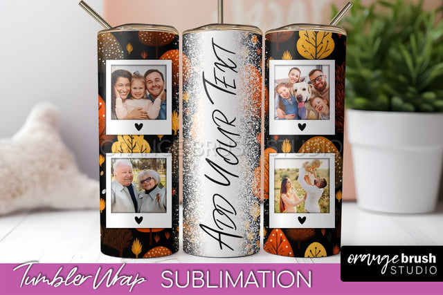 Autumn Photo Frame Tumbler Wrap - Fall Tumbler Sublimation Sublimation OrangeBrushStudio 