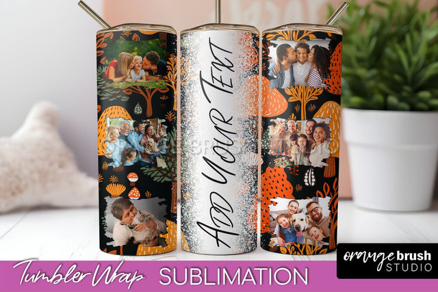 Autumn Photo Frame Tumbler Wrap - Fall Tumbler Sublimation Sublimation OrangeBrushStudio 
