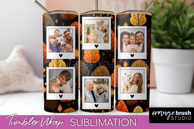 Autumn Photo Frame Tumbler Wrap - Fall Tumbler Sublimation Sublimation OrangeBrushStudio 