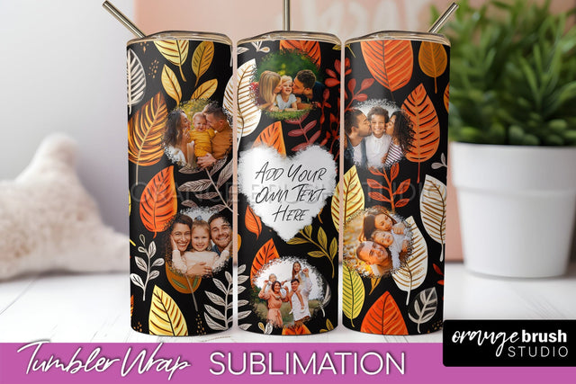 Autumn Photo Frame Tumbler Wrap - Fall Tumbler Sublimation Sublimation OrangeBrushStudio 