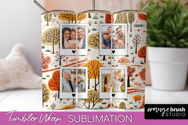 Autumn Photo Frame Tumbler Wrap - Fall Tumbler Sublimation Sublimation OrangeBrushStudio 