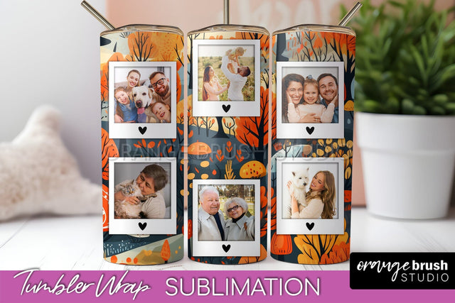 Autumn Photo Frame Tumbler Wrap - Fall Tumbler Sublimation Sublimation OrangeBrushStudio 