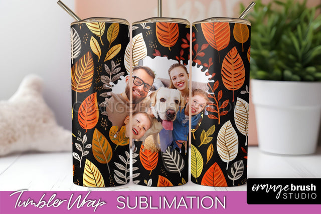 Autumn Photo Frame Tumbler Wrap - Fall Tumbler Sublimation Sublimation OrangeBrushStudio 