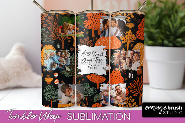 Autumn Photo Frame Tumbler Wrap - Fall Tumbler Sublimation Sublimation OrangeBrushStudio 