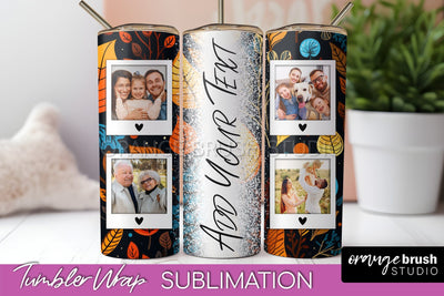 Autumn Photo Frame Tumbler Wrap - Fall Tumbler Sublimation Sublimation OrangeBrushStudio 
