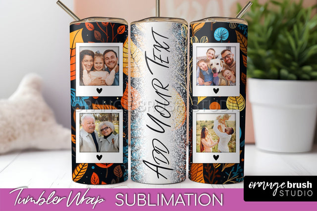 Autumn Photo Frame Tumbler Wrap - Fall Tumbler Sublimation Sublimation OrangeBrushStudio 