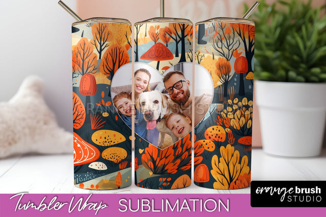 Autumn Photo Frame Tumbler Wrap - Fall Tumbler Sublimation Sublimation OrangeBrushStudio 