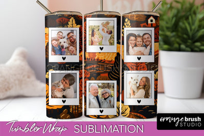 Autumn Photo Frame Tumbler Wrap - Fall Tumbler Sublimation Sublimation OrangeBrushStudio 