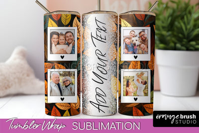 Autumn Photo Frame Tumbler Wrap - Fall Tumbler Sublimation Sublimation OrangeBrushStudio 