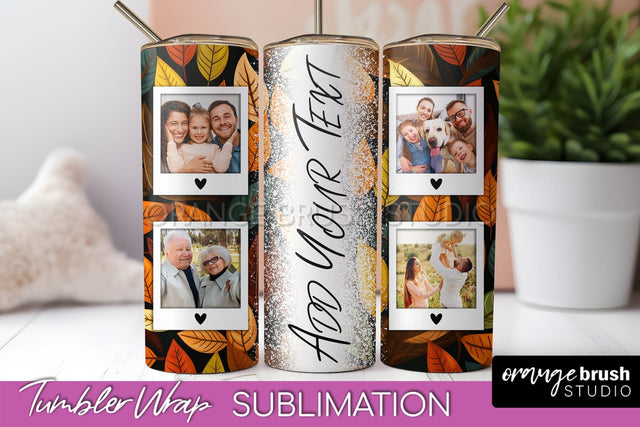 Autumn Photo Frame Tumbler Wrap - Fall Tumbler Sublimation Sublimation OrangeBrushStudio 