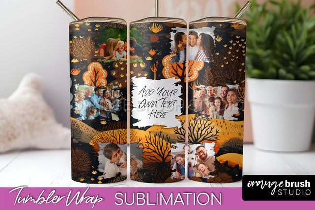 Autumn Photo Frame Tumbler Wrap - Fall Tumbler Sublimation Sublimation OrangeBrushStudio 