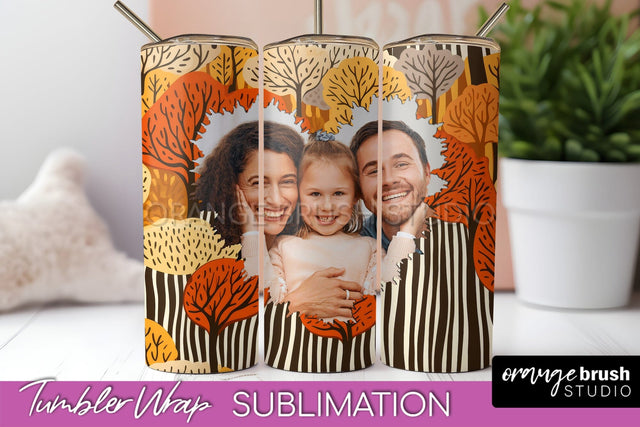 Autumn Photo Frame Tumbler Wrap - Fall Tumbler Sublimation Sublimation OrangeBrushStudio 
