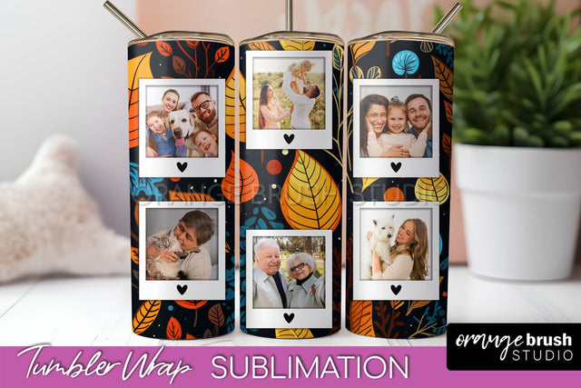 Autumn Photo Frame Tumbler Wrap - Fall Tumbler Sublimation Sublimation OrangeBrushStudio 