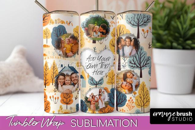 Autumn Photo Frame Tumbler Wrap - Fall Tumbler Sublimation Sublimation OrangeBrushStudio 