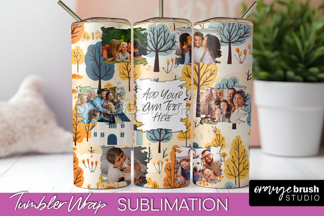 Autumn Photo Frame Tumbler Wrap - Fall Tumbler Sublimation Sublimation OrangeBrushStudio 