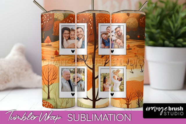 Autumn Photo Frame Tumbler Wrap - Fall Tumbler Sublimation Sublimation OrangeBrushStudio 